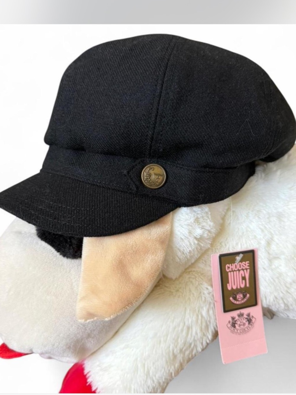 💓RESERVED FOR FREAKMASTER180💓BNWT VINTAGE Juicy Couture black Newsboy Cap - Picture 5 of 7